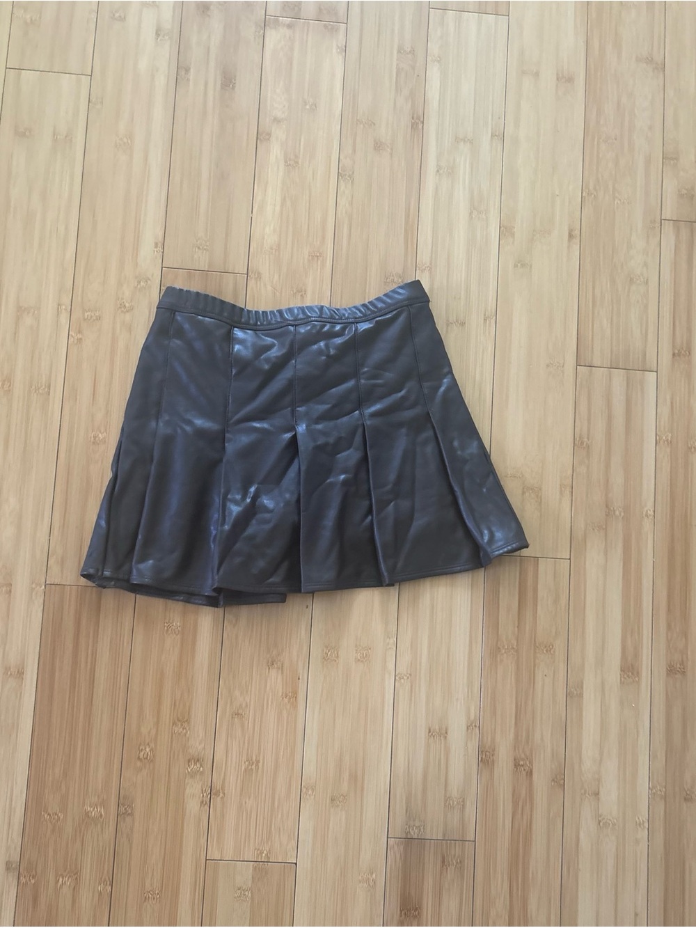Abercrombie & Fitch Black Faux Leather Pleated Girls' Skirt